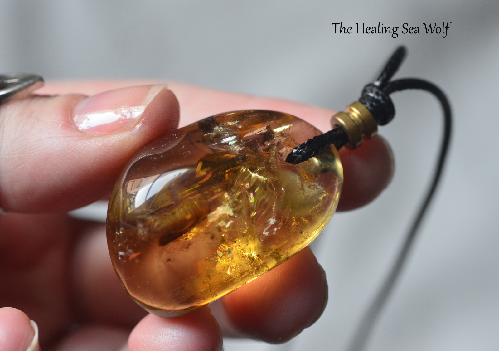 Natural Zambian Citrine Necklace with Rainbows Super Attractor Manifestation