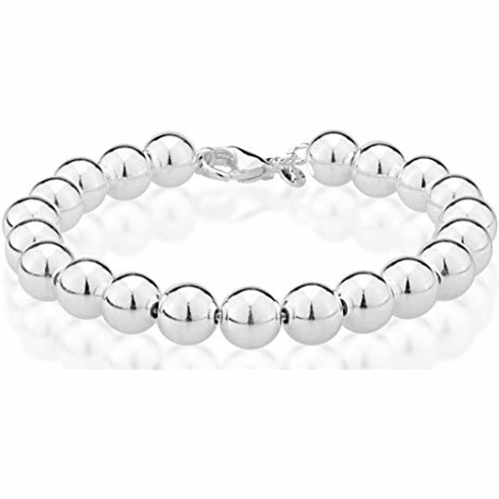 Sterling Silver 4MM-10M Italian Bead Ball Chain Bracelet- Handmade Bead Italian