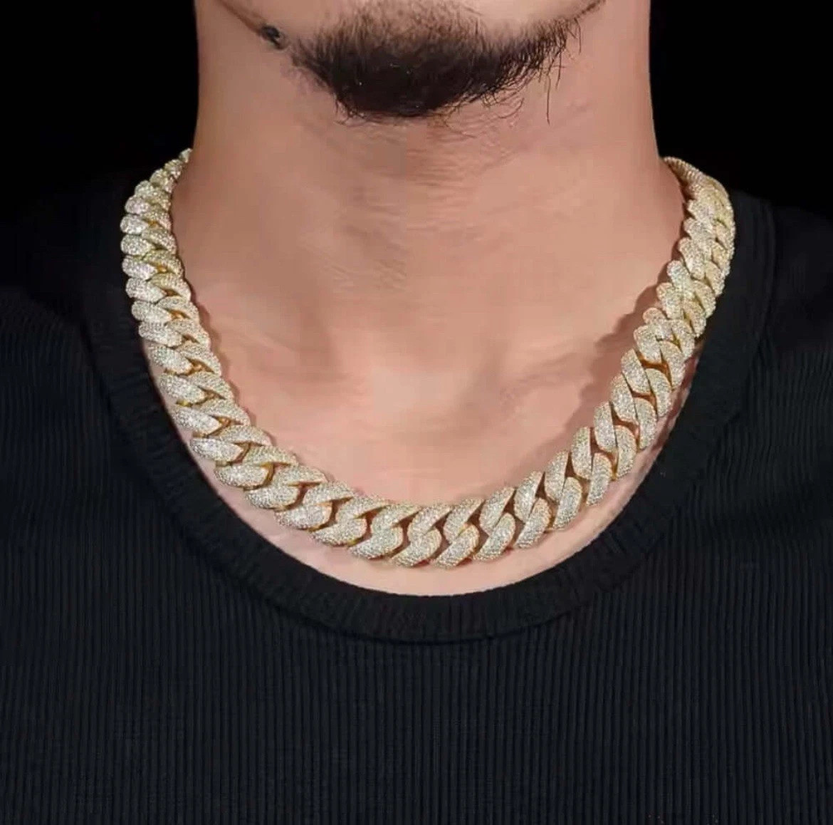 Moissanite 8 – 24″ inches Miami Cuban Chain 20mm Necklace Iced Out Silver Gold