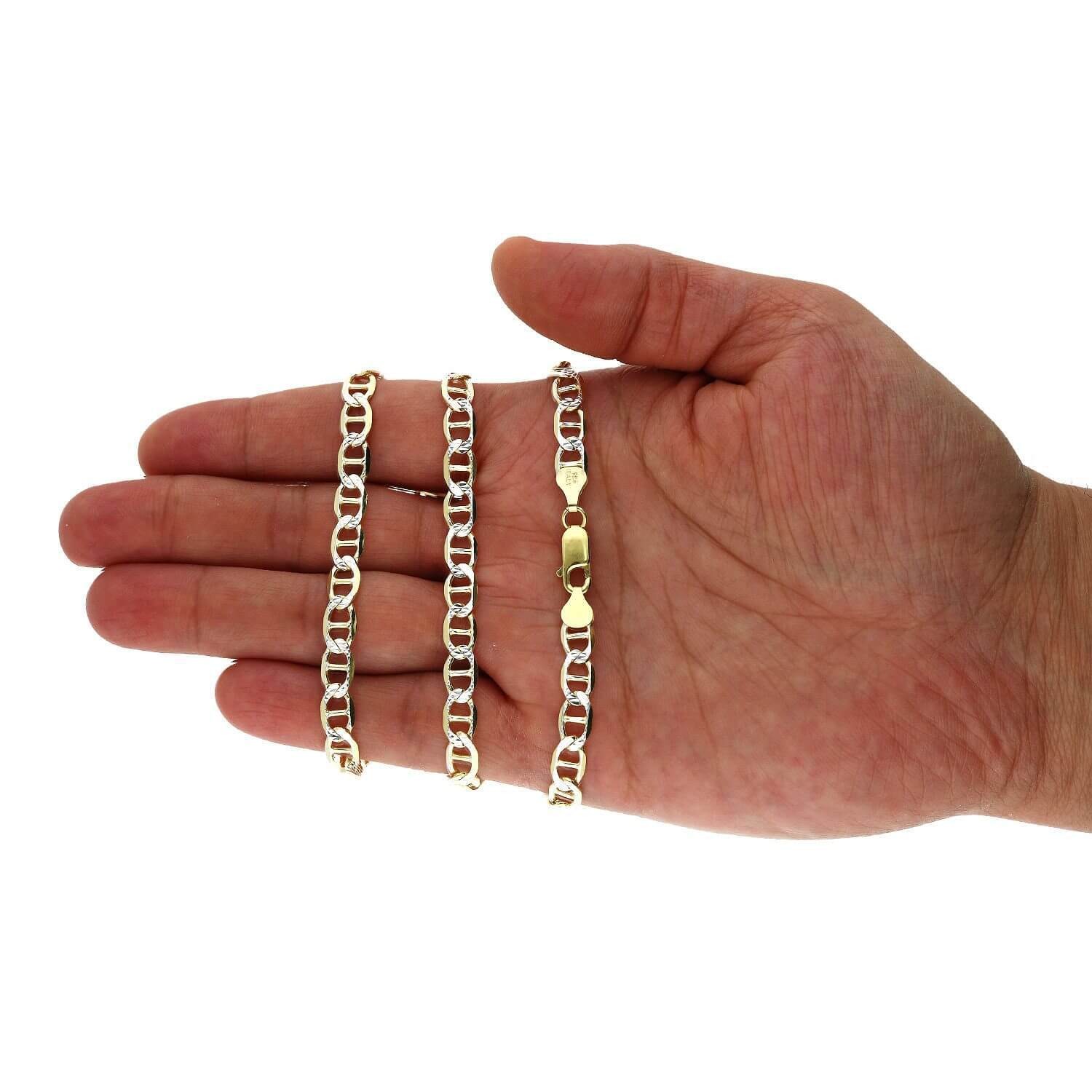 14K Yellow Gold Over Sterling Silver 6mm Diamond Cut Mariner Anchor Chain