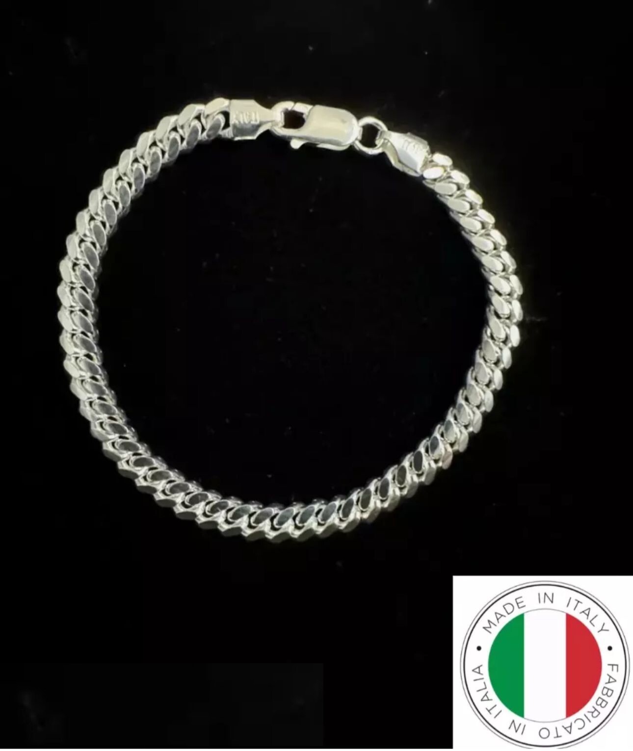 Mens Real Solid 925 Sterling Silver Miami Cuban Bracelet 7-8Inch 4-6MM