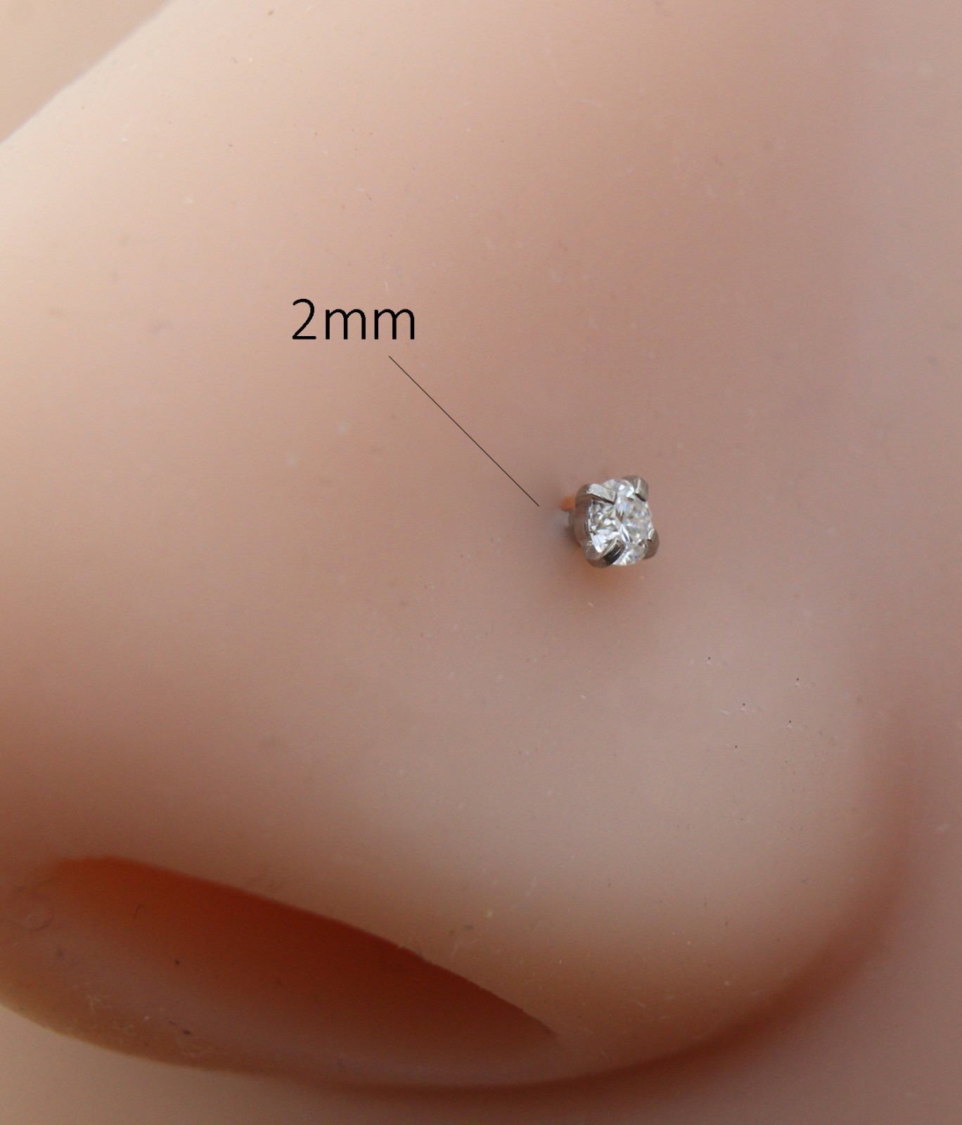 Moissanite L-Shape Nose Ring Silver Stud 18G 20G Surgical Steel Gold PVD