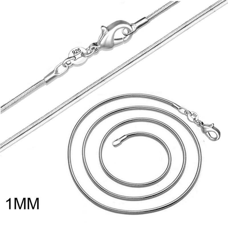 Men&Women’s 925 Sterling Silver Tarnish-Free Italian Snake Chain Necklace 16-38″