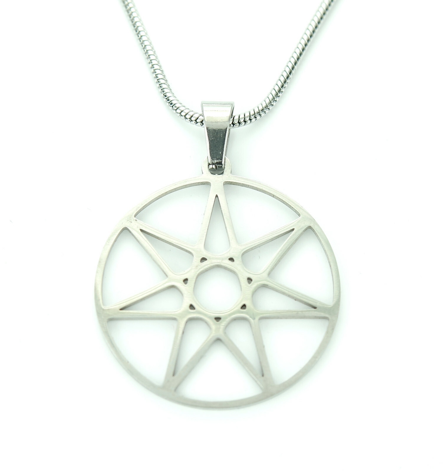 Septagram Necklace, 7 Pointed Star Heptagram Stainless Charm Pendant Chain Gift