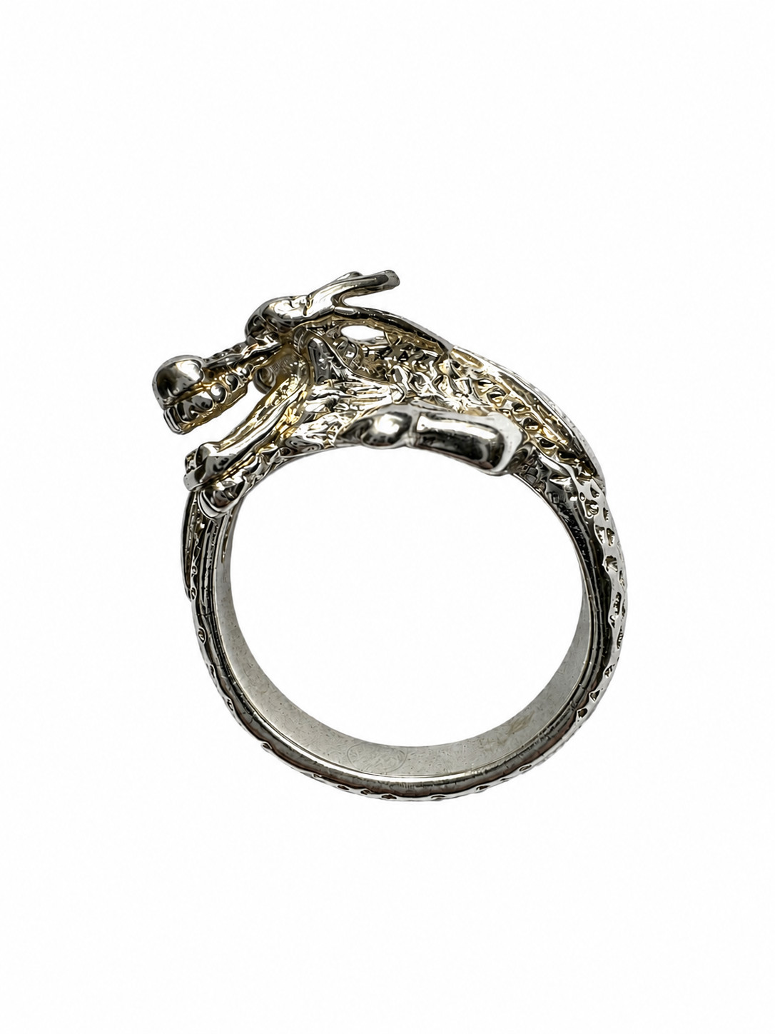 Dragon Wrap Ring Stamped 925 Silver Plated Tone Adjustable