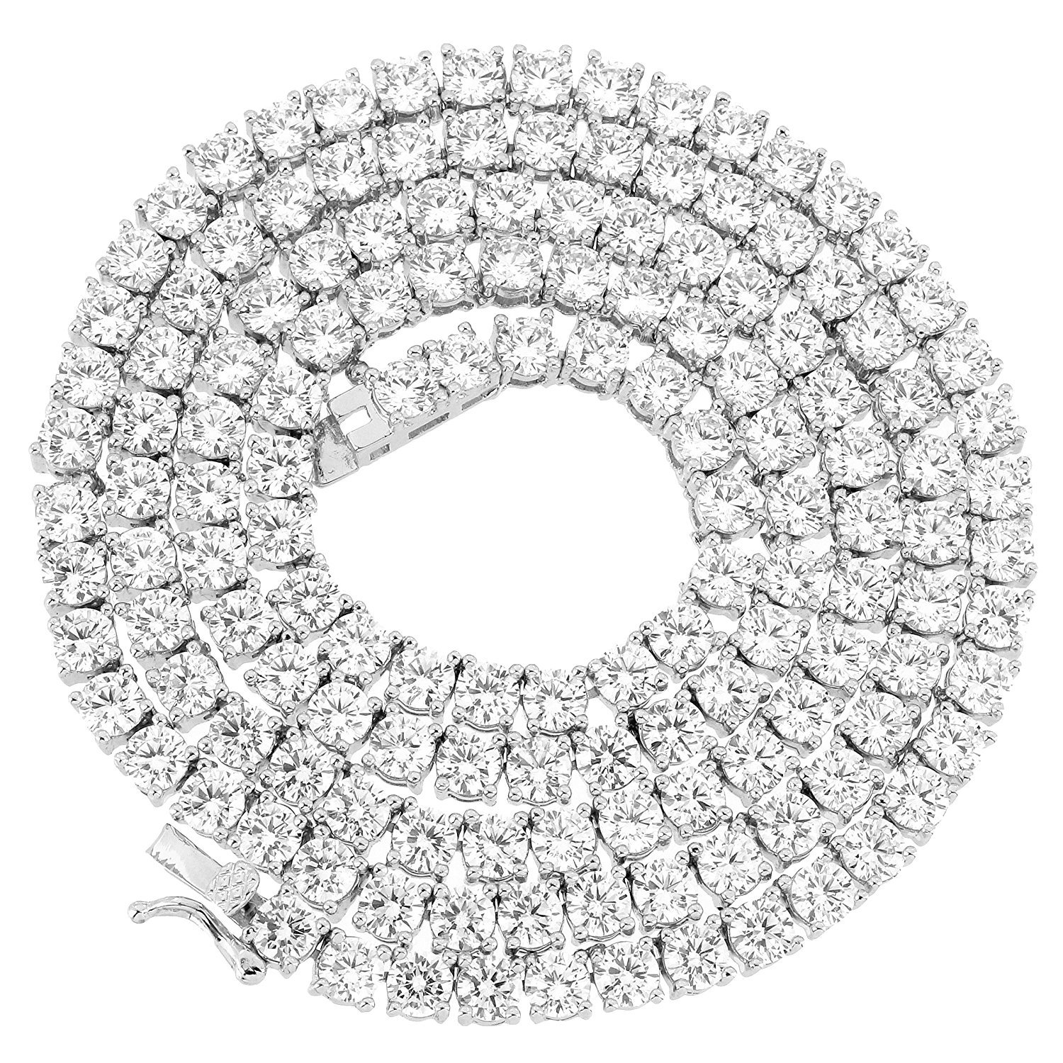 Unisex Tennis Necklace Silver Finish Lab Diamonds 4mm Choker Chain 16 inches