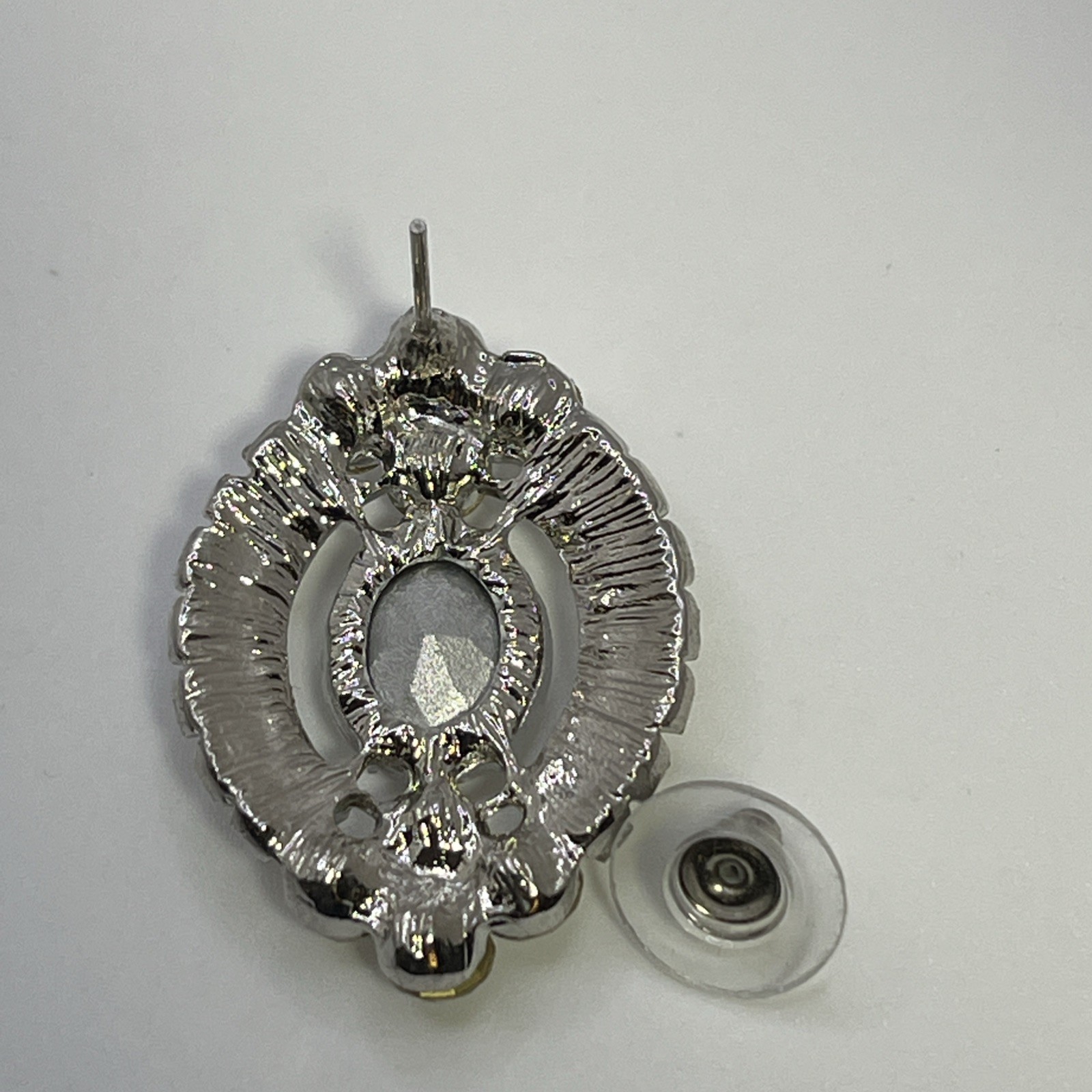 Large Vintage Crystal Rhinestone Post Earrings Special Occasion Prom Formal 1”