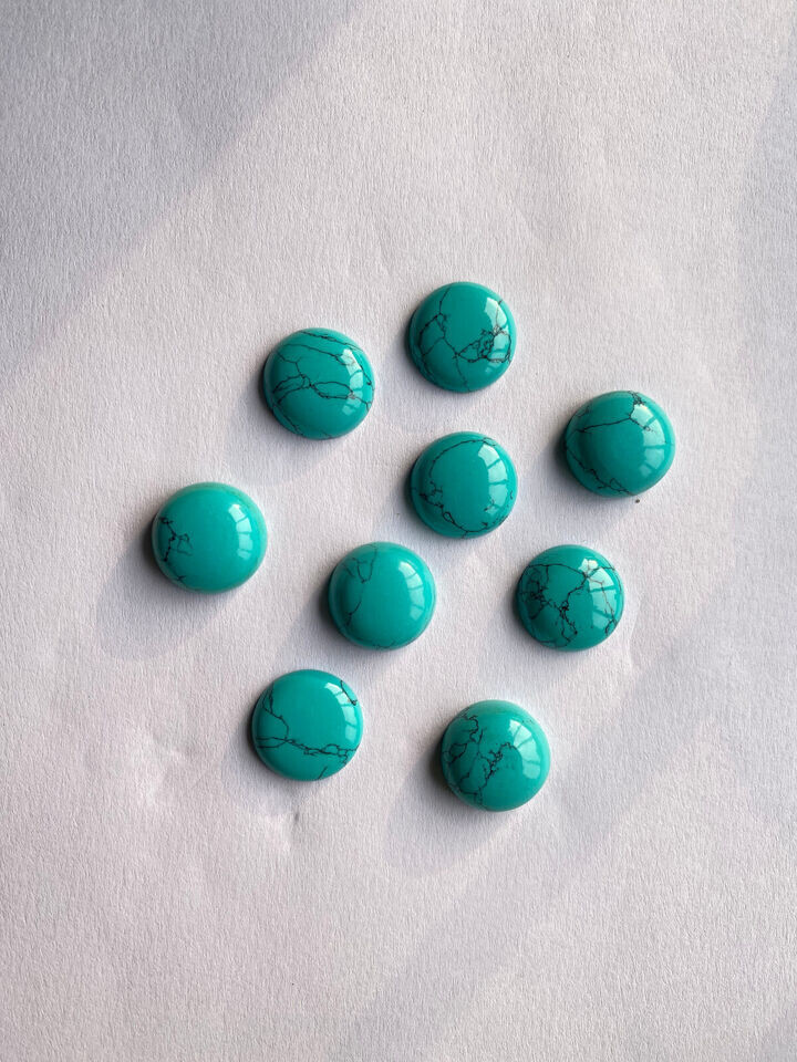 [WHOLESALE] SYNTHETIC BLUE TURQUOISE CABOCHON ROUND SHAPE LOOSE GEMSTONE