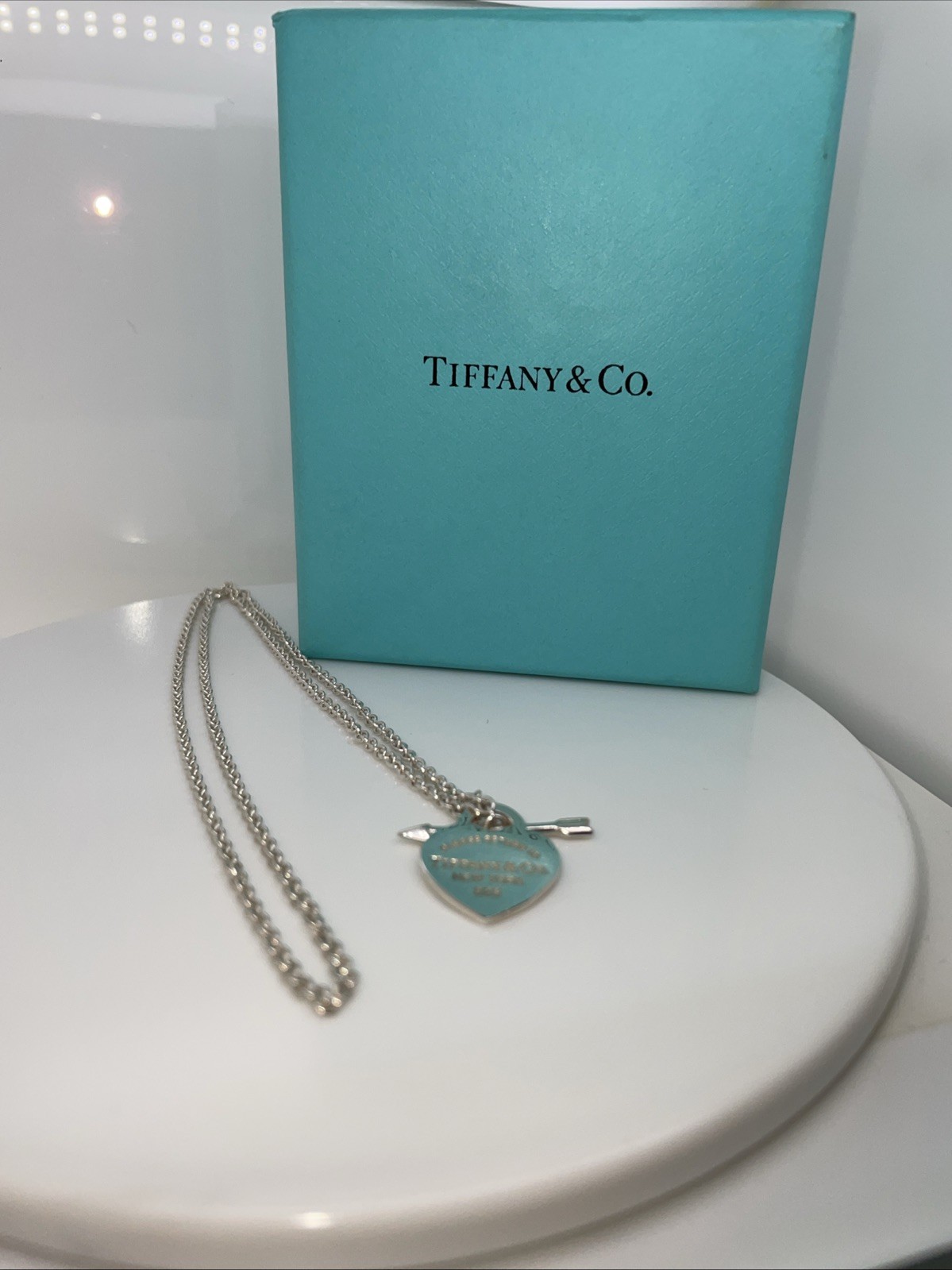 Tiffany&Co Sterling Silver Heart Arrow LOVESTRUCK Necklace W/ Box