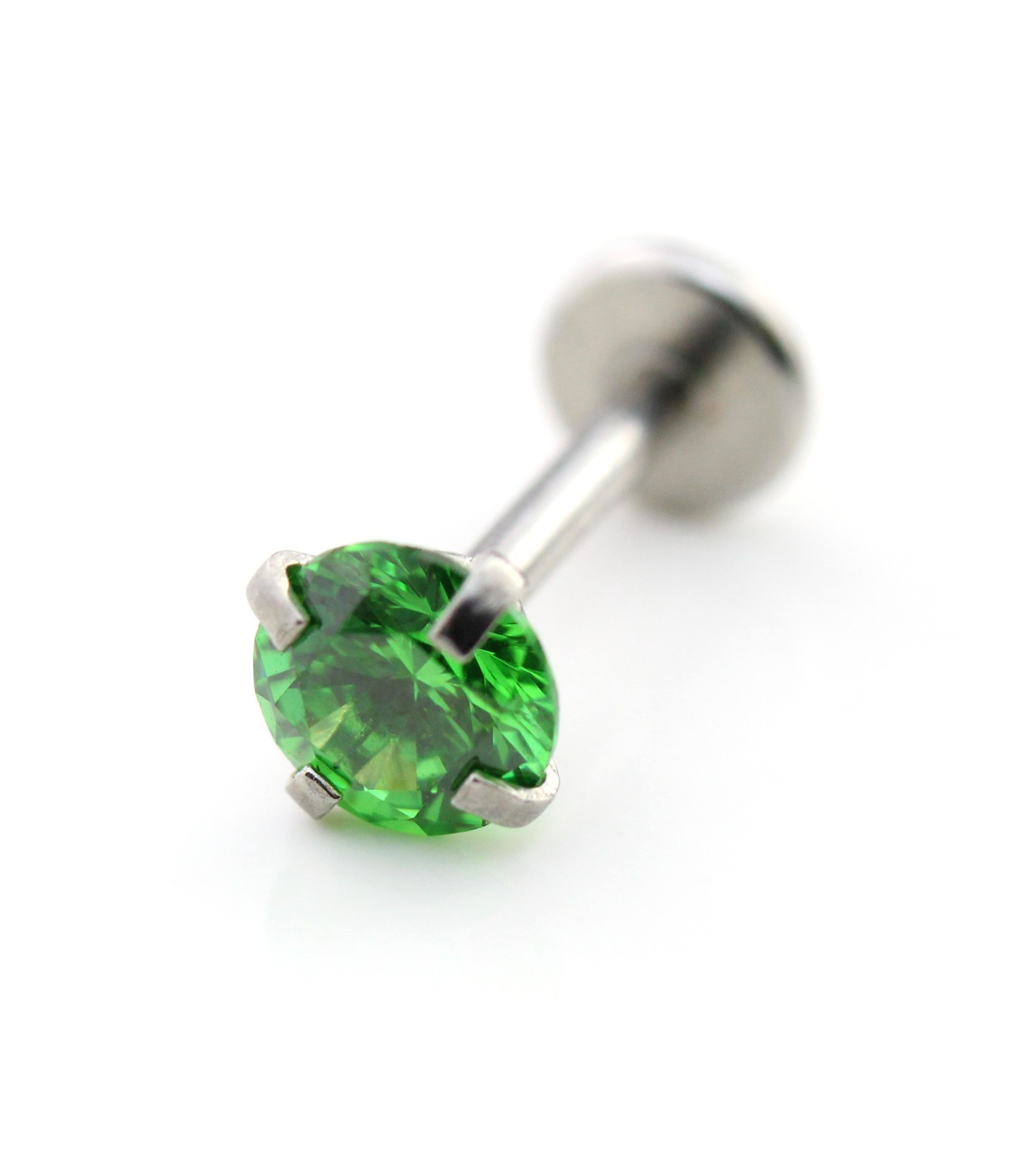 Green Flat Back Threadless Stud Earrings Cartilage Piercing Tragus Jewelry Studs