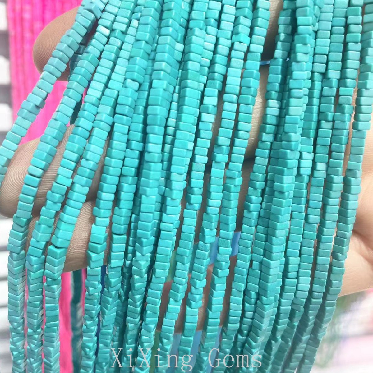 1x2mm Amazonite Color Turquoise Flat Square Disc Spacer Beads for Jewelry Making