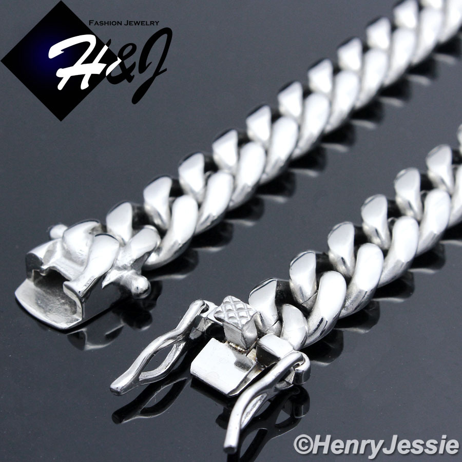 18-40″MEN Stainless Steel 7/10/12/14mm Silver Miami Cuban Curb Chain Necklace
