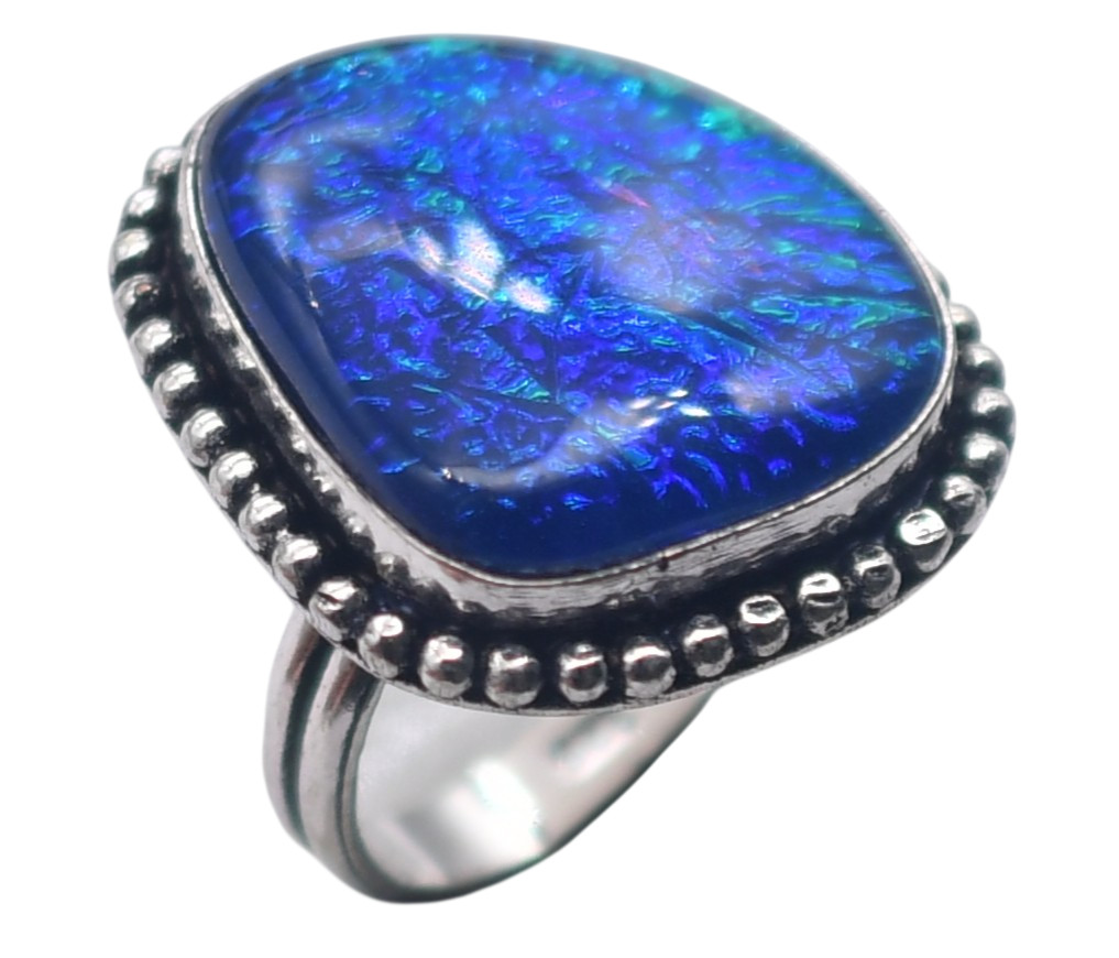 Australian Triplet Opal Natural Gemstone Antique Ring US Size-7.5 R 4946