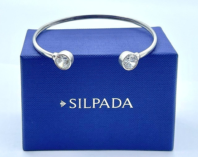Vintage Silpada Sterling Silver, Punctuation, CZ Cuff Flexible Bracelet, B2400