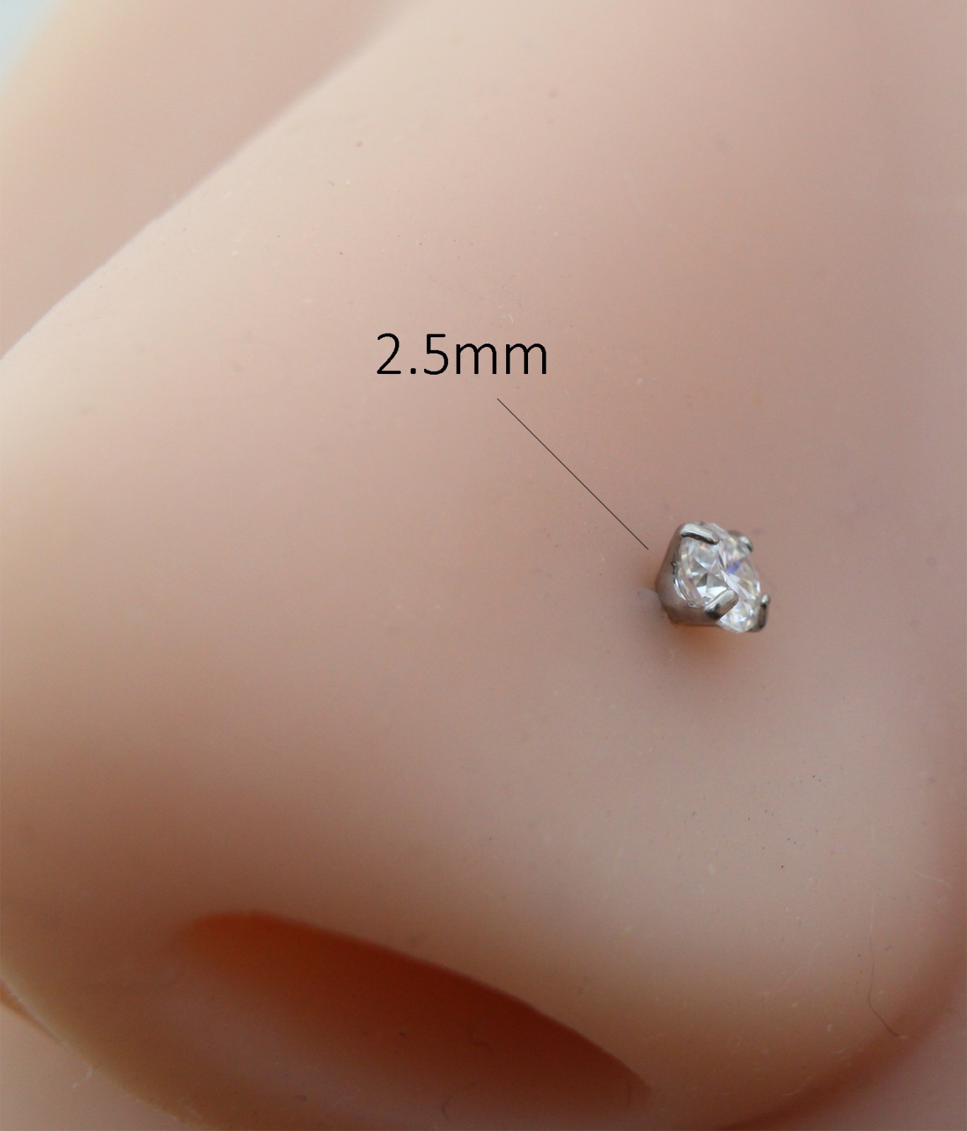 Moissanite L-Shape Nose Ring Silver Stud 18G 20G Surgical Steel Gold PVD