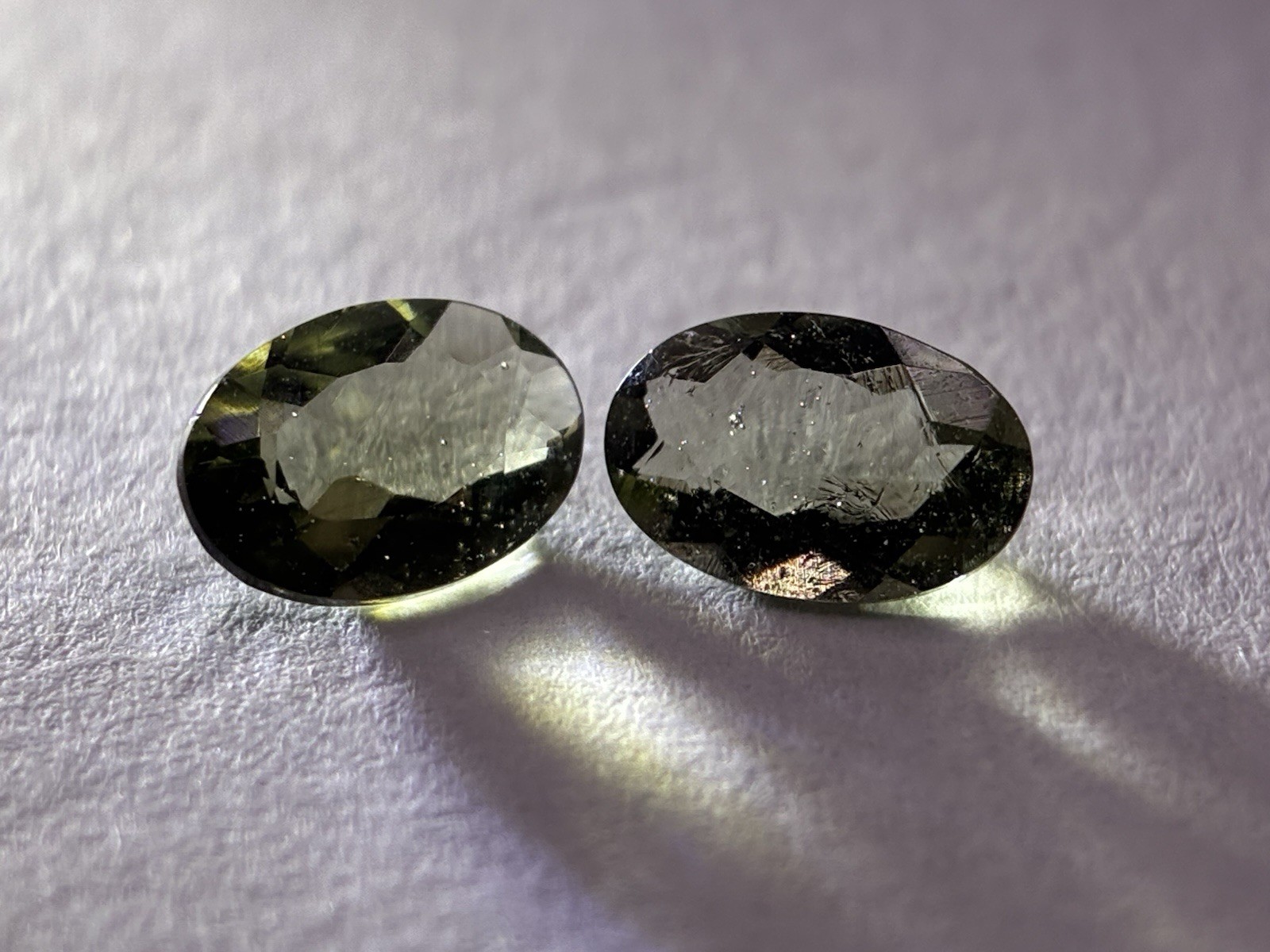 Moldavite 6×4 mm Oval Cut Loose Gemstone Matching Set Czech Republic 2 Pieces