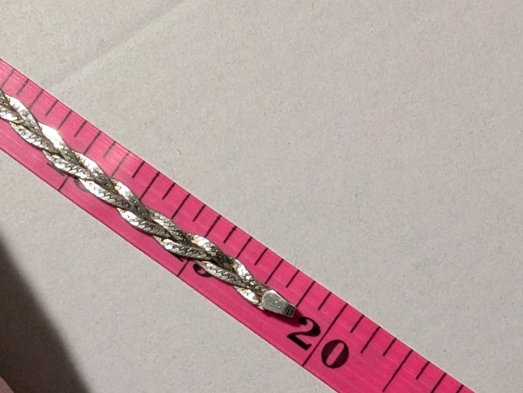 Italian Sterling Braided Herringbone Necklace 50 Cm / 20 Inch 925 Italy 9.8 g