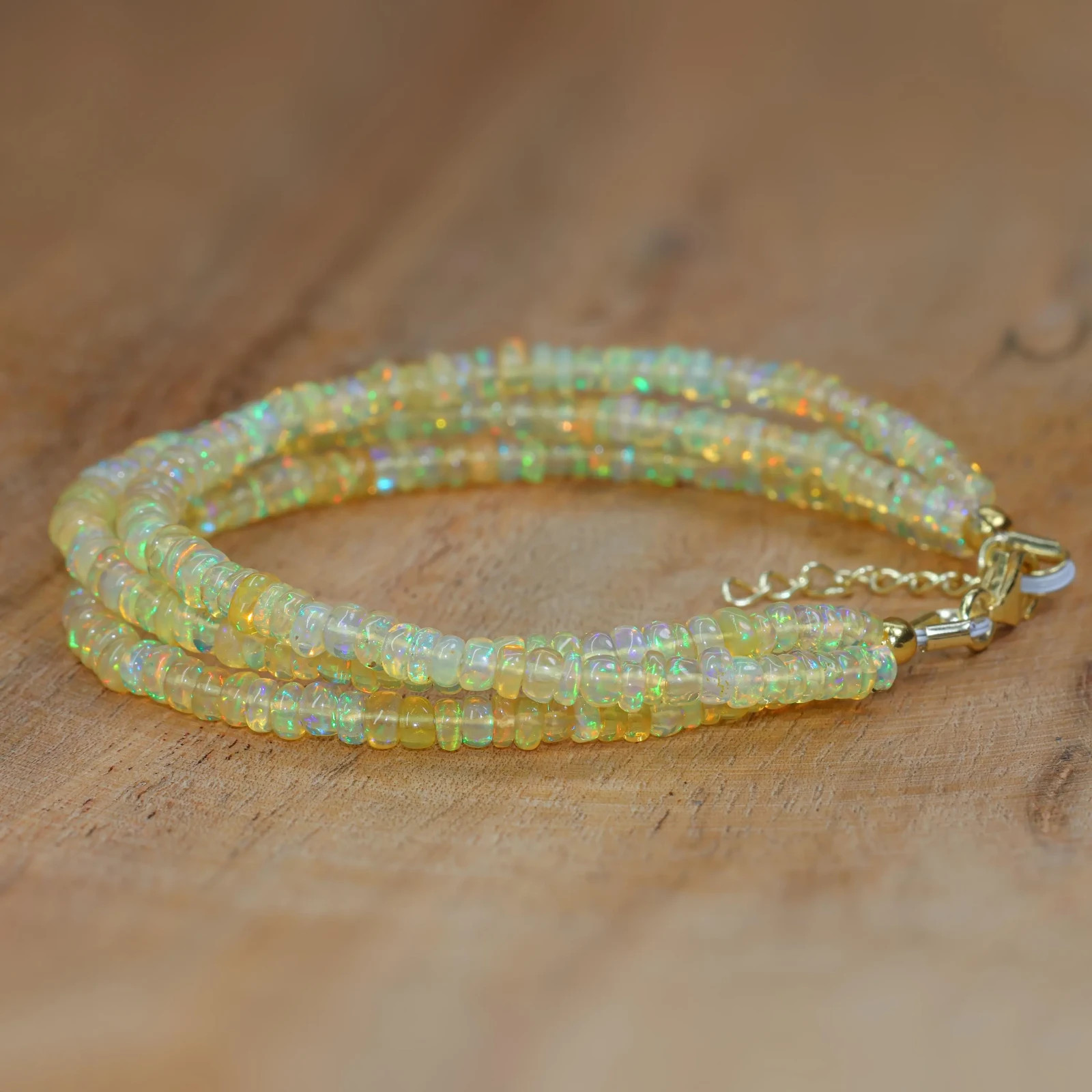 Genuine Yellow Opal Dainty Bracelet, Natural Fire Opal Three Beads Bracelet