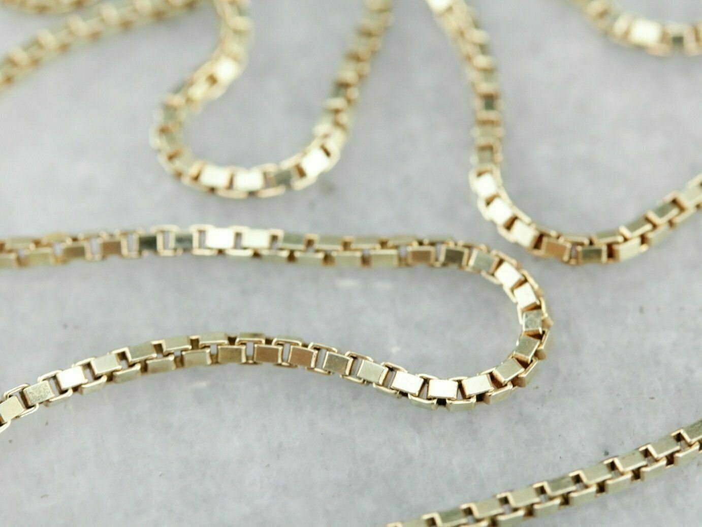 14K Solid Yellow Gold Box Necklace Real Gold Chain 16″ 18″ 20″ 22″ 24″ 26″ 30″