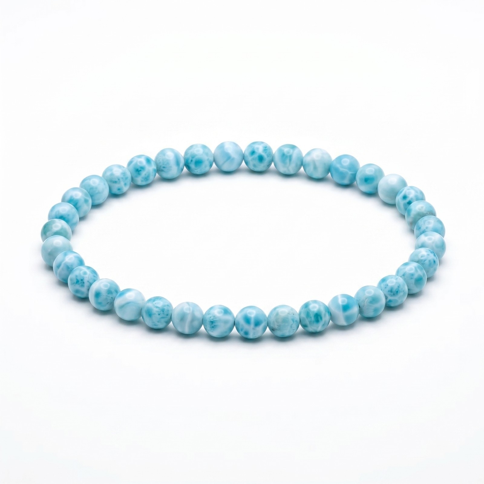 Natural Larimar 4mm Beaded Bracelet Dainty Minimalist Ocean Crystal Jewelry