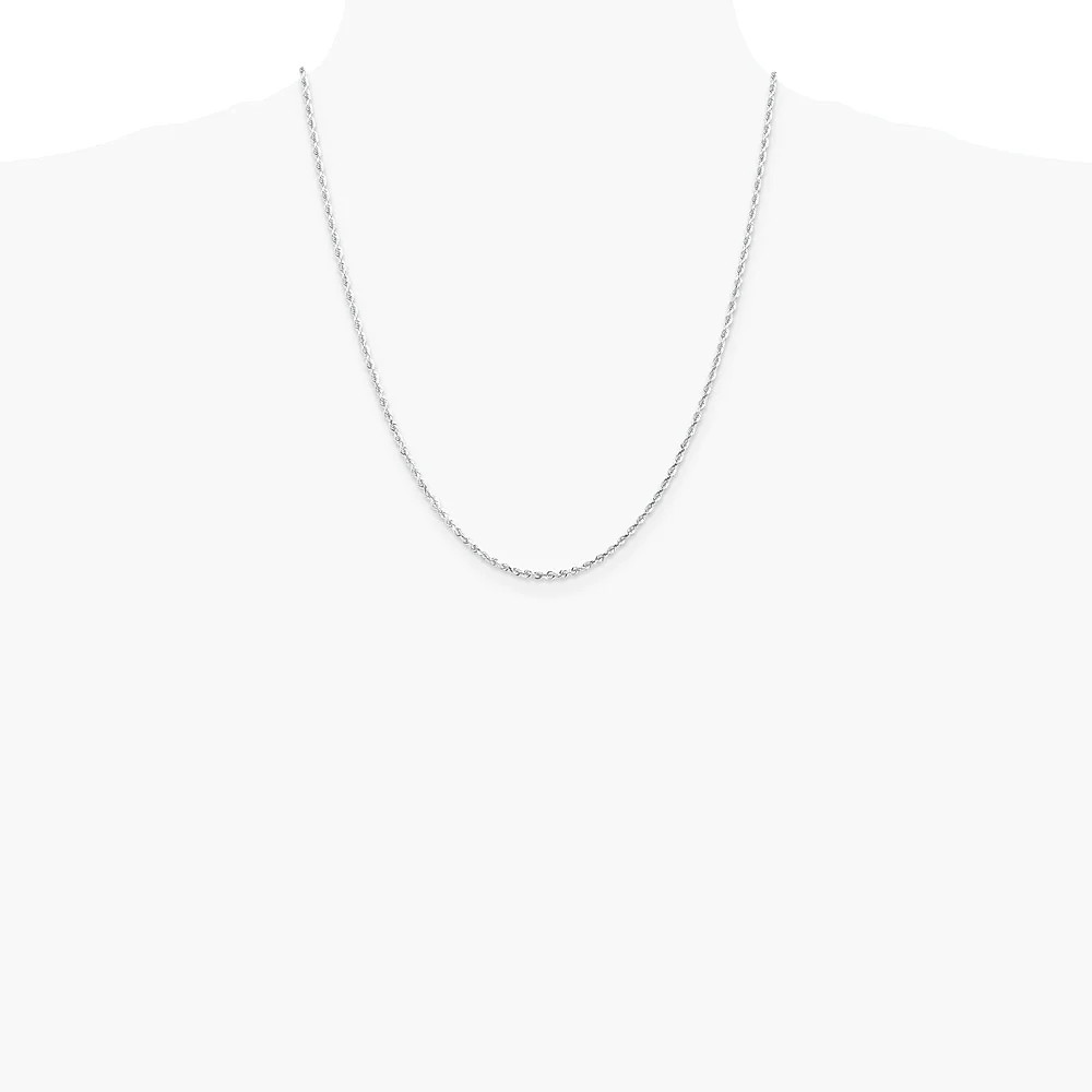 10K White Gold 2.25mm Diamond-Cut Quadruple Rope Chain Necklace 16″-30″