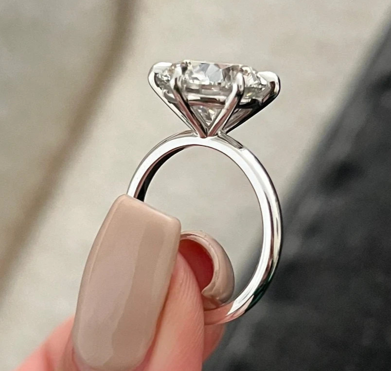 IGI 7Ct Round-Cut EF/VS1 Lab Grown Diamond Solitaire Wedding Ring Platinum 950
