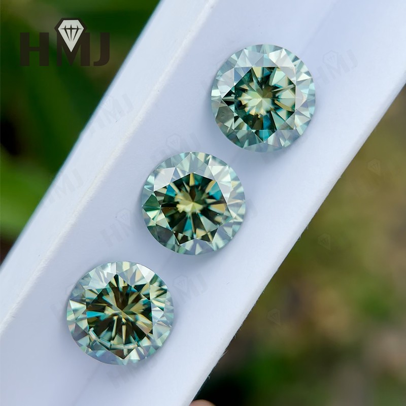 Round Green Blue Colors Loose Moissanite Stone Gemstone VVS1 W. GRA Certificate