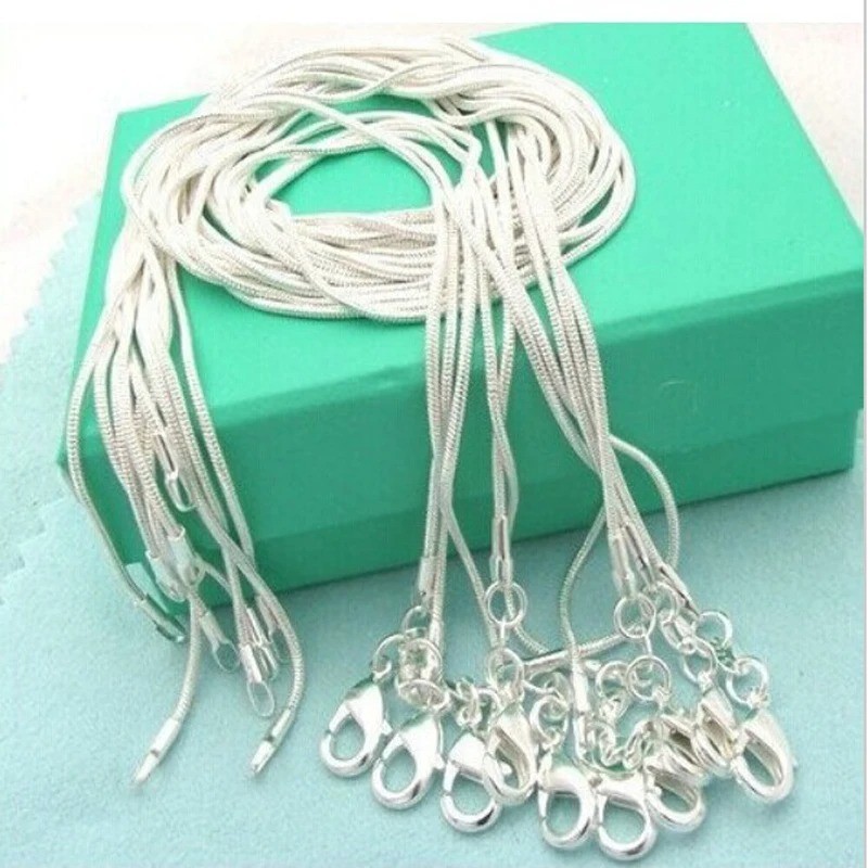 Wholesale 10pcs 925 Sterling Solid Silver Plt 1mm Snake Chain Necklace 16-30inch