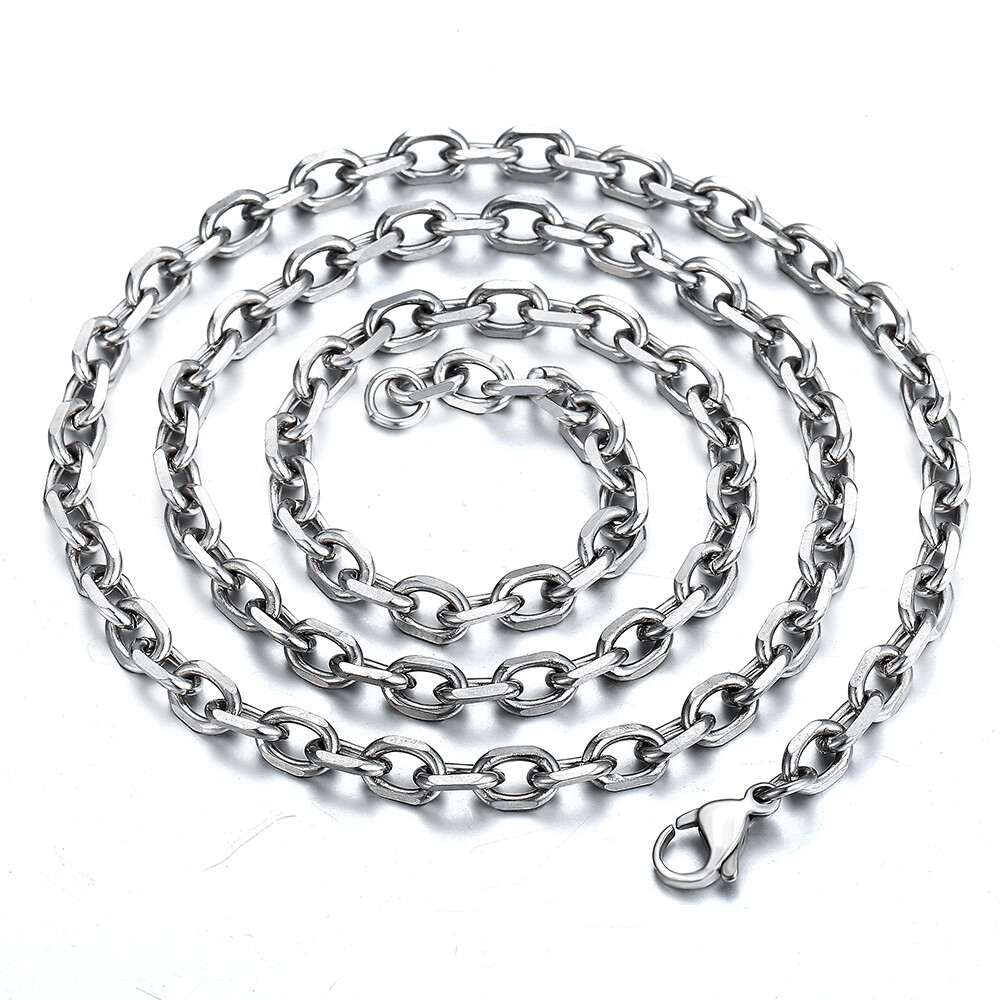 Mens Womens Chain Silver Stainless Steel Cable Anchor Link Necklace 18-24 inches