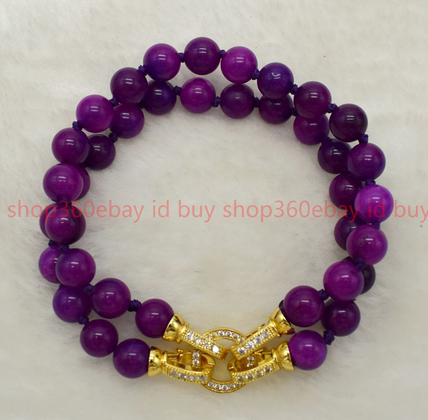 2 Row Beautiful Natural 8mm Purple Sugilite Round Gemstone Beaded Bracelet 7-9in