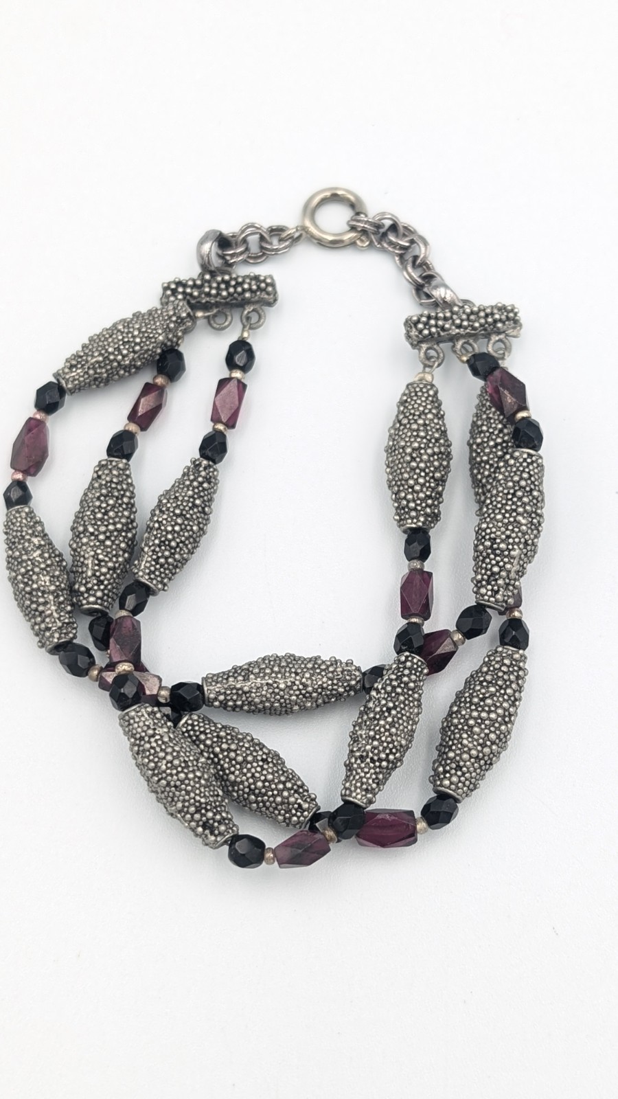 In The Style of Michael Dawkins Silver Popcorn Beaded Multi-Strand Bracelet
