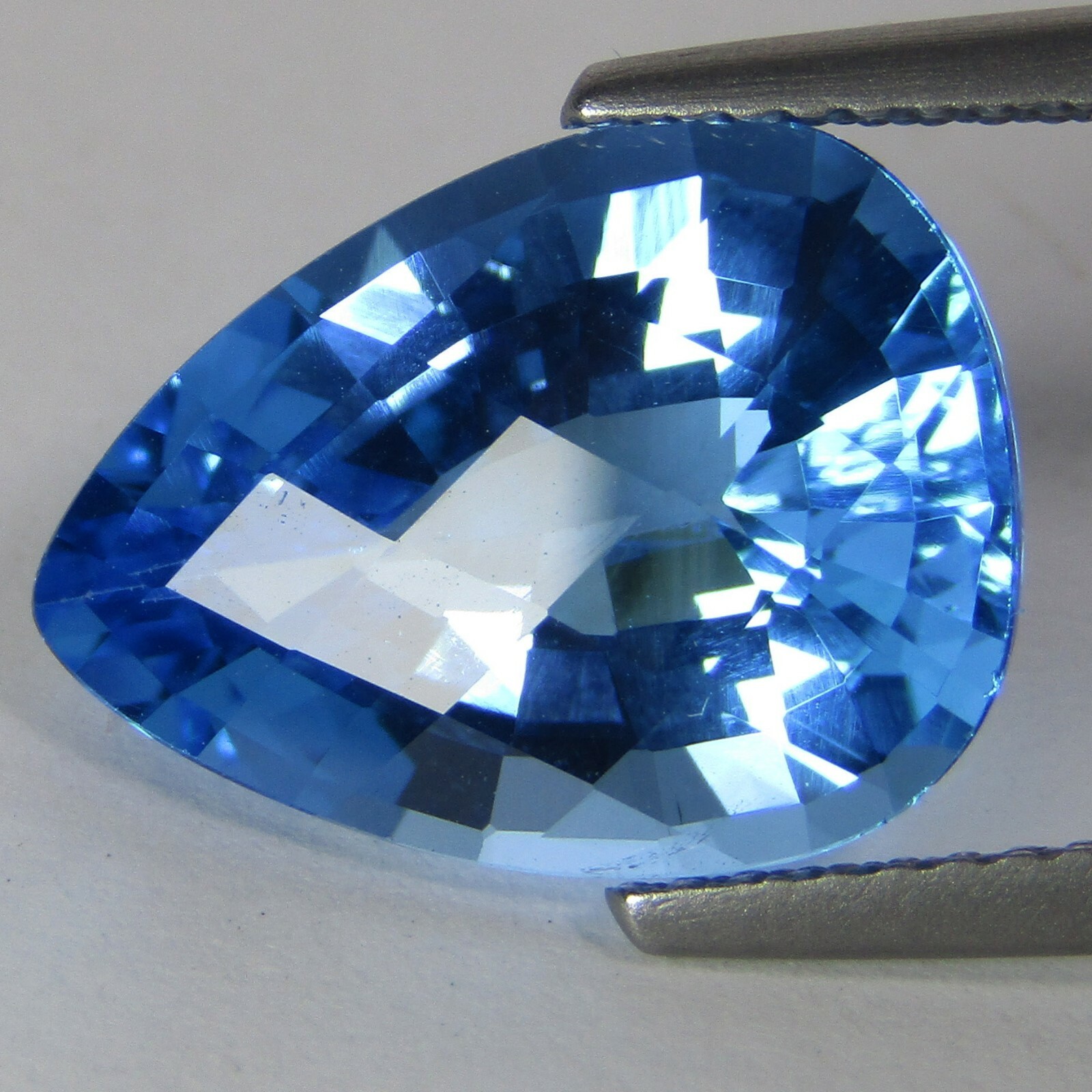 6.70Cts Stunning Natural Swiss Blue Topaz Pear Step Cut Brazil Gemstone Rf-VDO