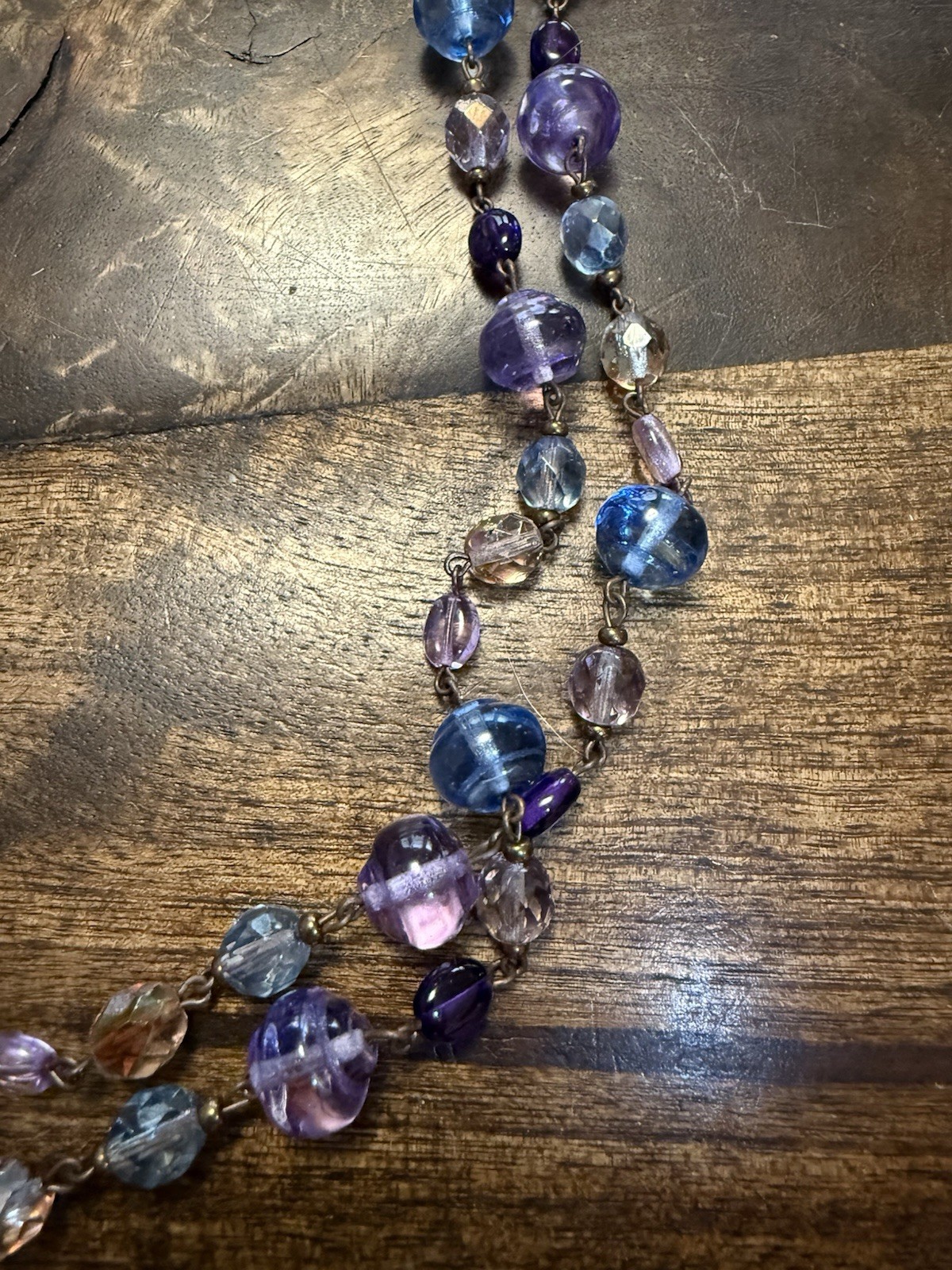 Joan Rivers Czech Republic Blue/Purple/Multi Glass Linked Bead Necklace, 48”