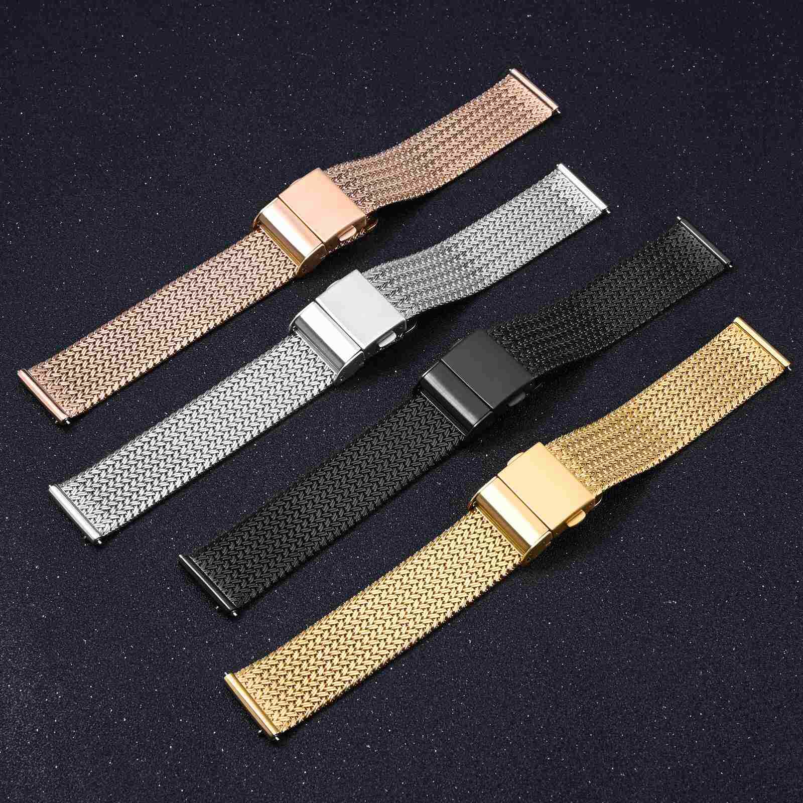 WOCCI Metal Woven Mesh Watch Strap 14mm 16mm 18mm 20mm 22mm,316L Stainless Steel