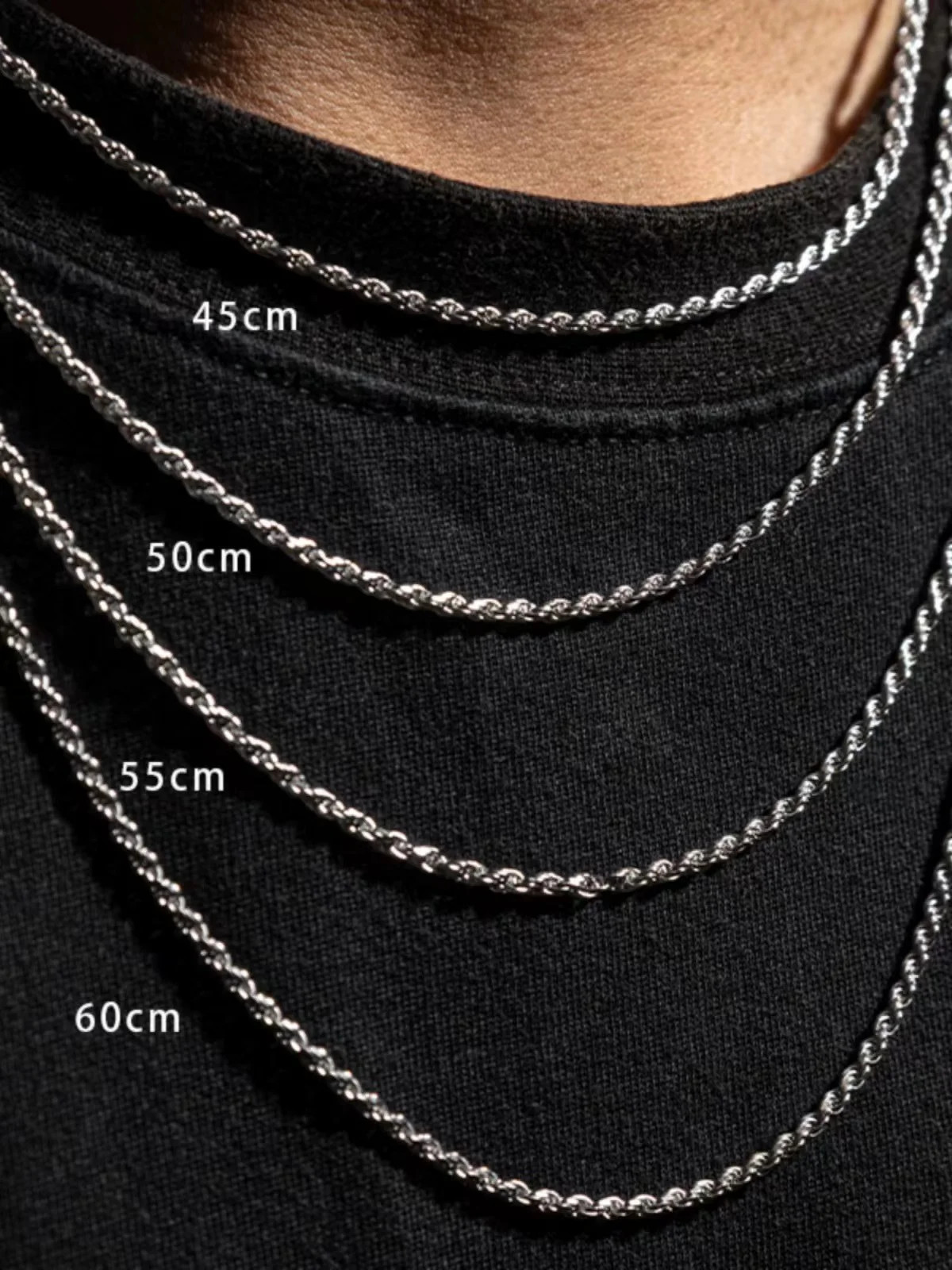 Men Stainless Steel Silver Color Twist Chain Necklace Hip Hop Basic Chain Neckla