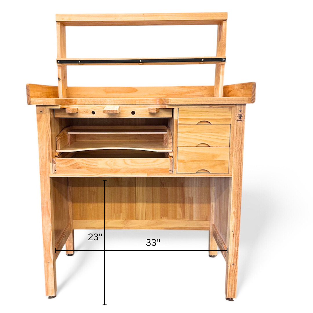 Deluxe Solid Wooden Jeweler’s Work bench Set with Organizer & Adjustable Chair