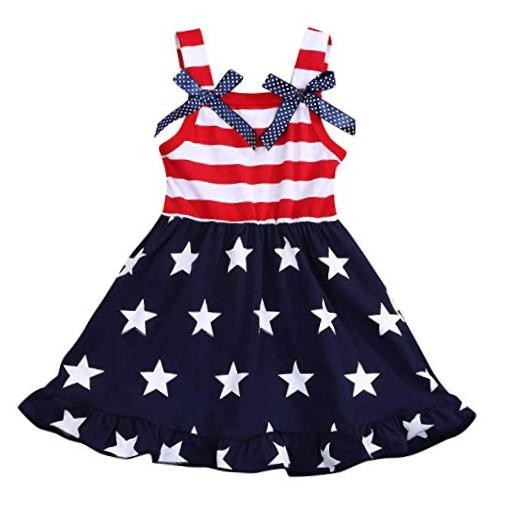 Goodplayer Toddler Kids Baby Girls 4th of July Outfit Straps 12-18 Months Red