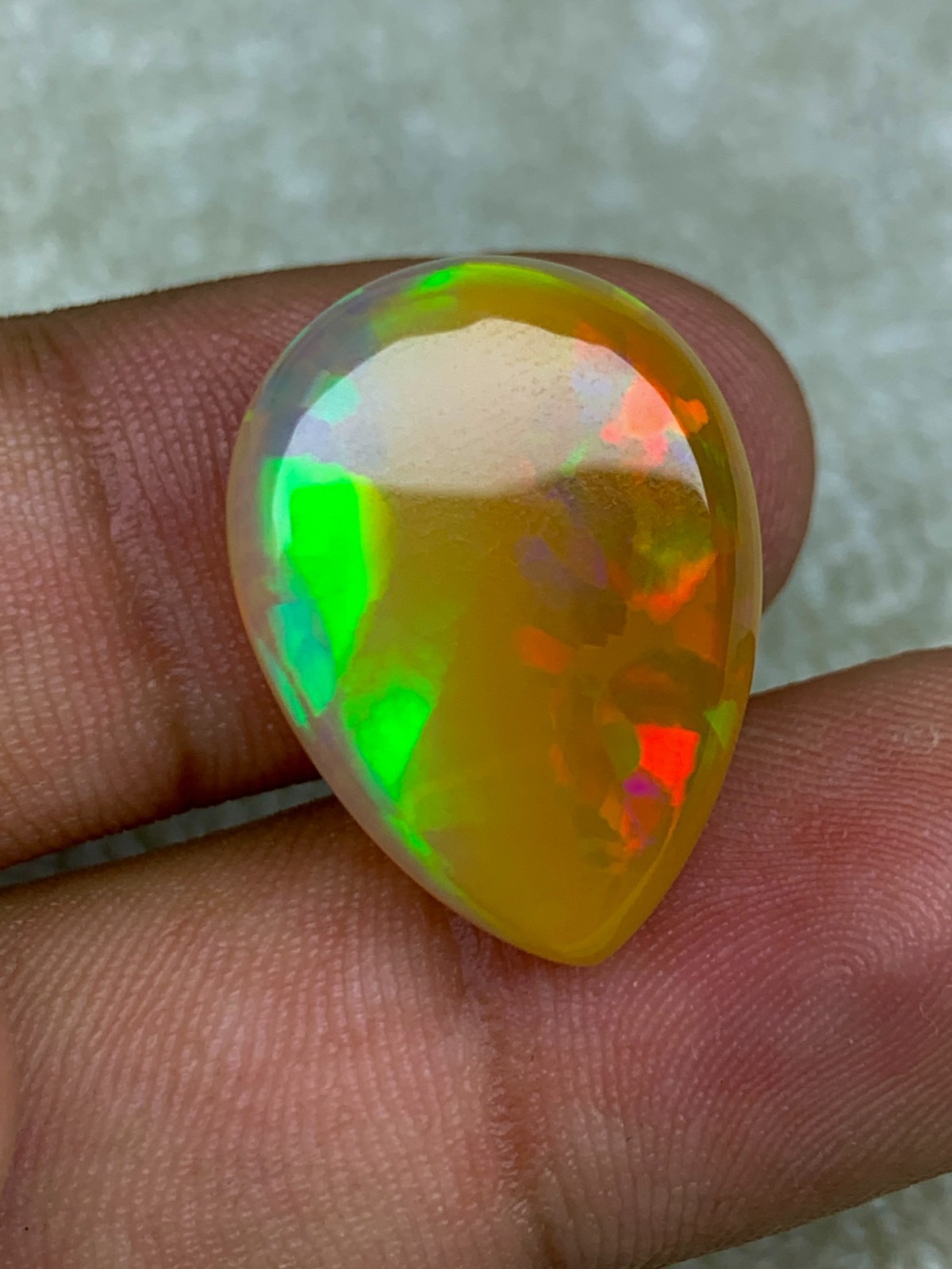 Natural Ethiopian Honeycomb Opal 13.80 Carat Pear Cabochon Collector Grade Gem
