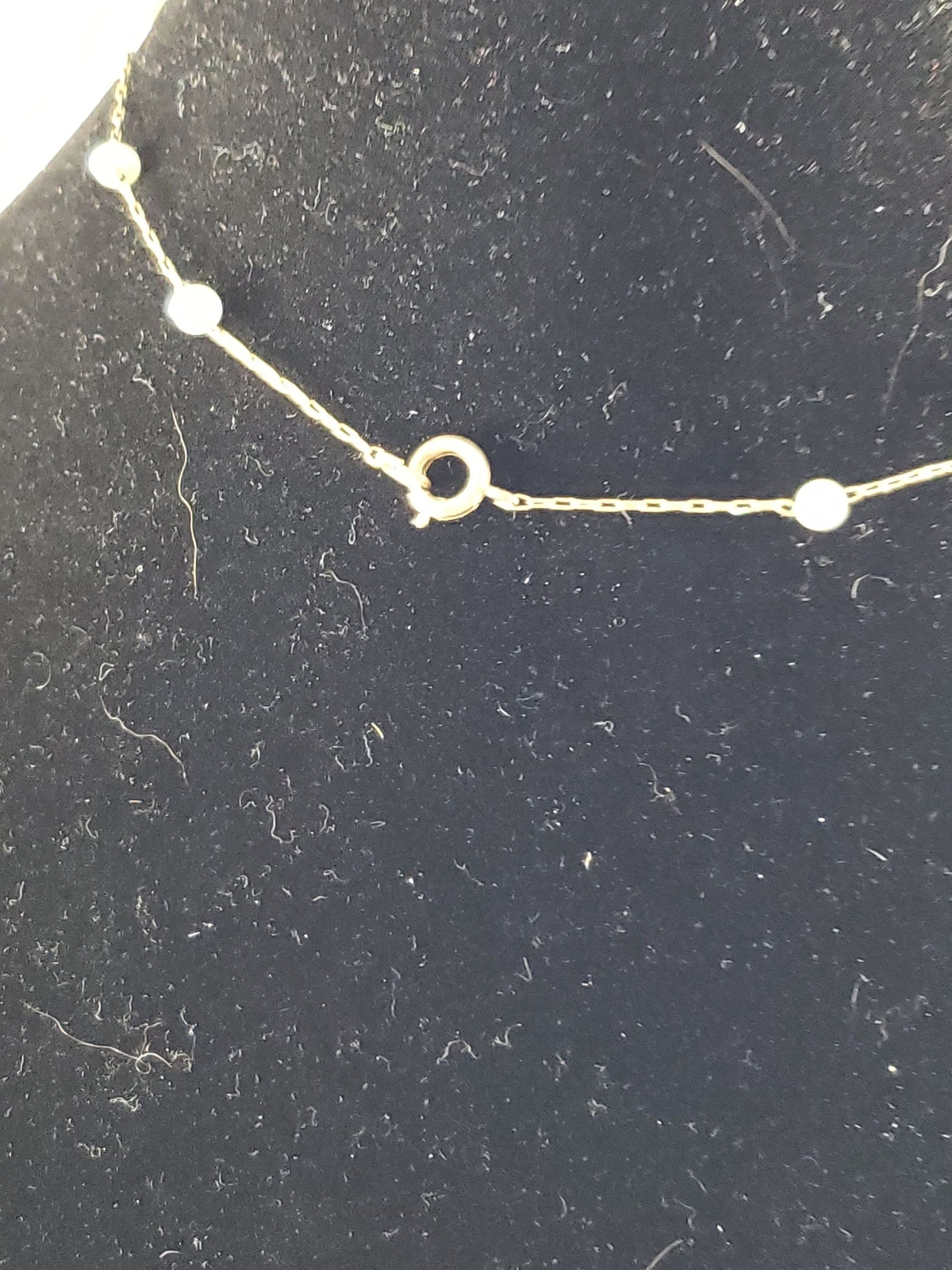 Vintage Unsigned Gold Tone Chain Necklace Clear Marble Pendant Faux Small Pearls