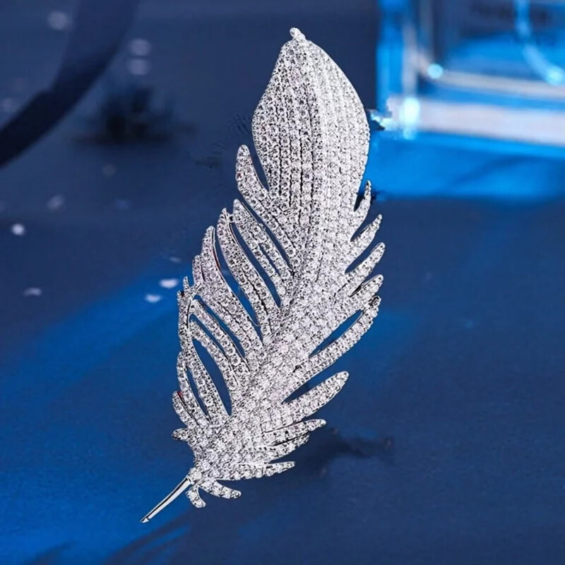 3PCS Women Feather Rhinestone Brooches Jewelry Clothing Suit Pins Accessories