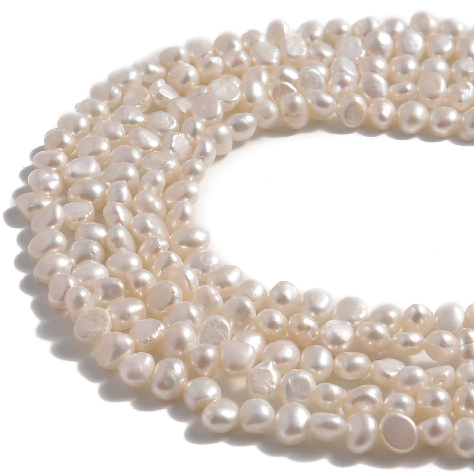 White Fresh Water Pearl Center Drill Nugget Beads 4mm 6mm 8mm 10mm 14″ Strand