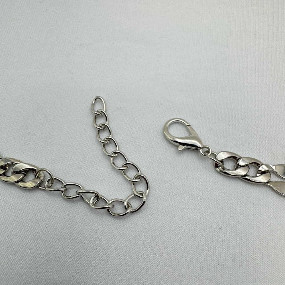 Silver Tone Figaro Chain Necklace Classic Cuban Link Style Unisex