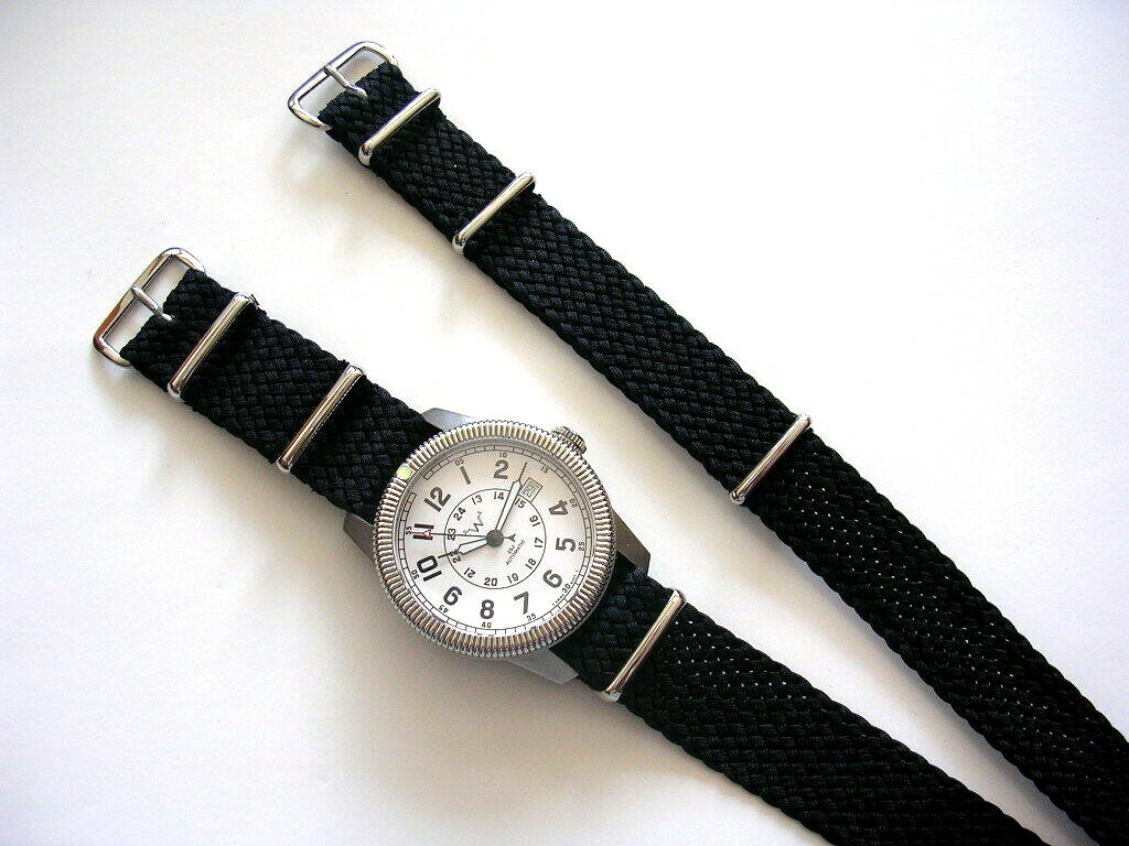 20mm Black Woven Braided nylon SS NATO G10 ® watch band military strap IW SUISSE