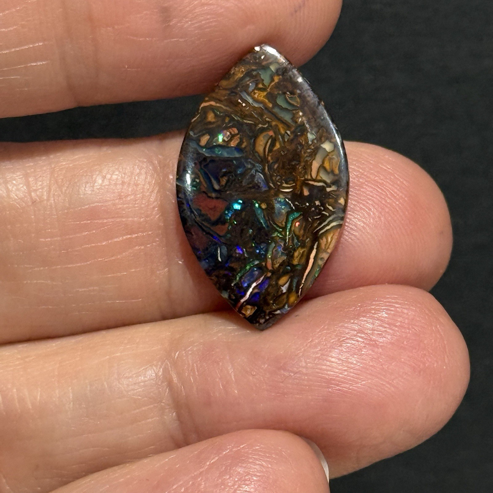 8.05ct 24×14.6×2.7mm Finely Polished Australian Koroit Boulder Opal Cabochon