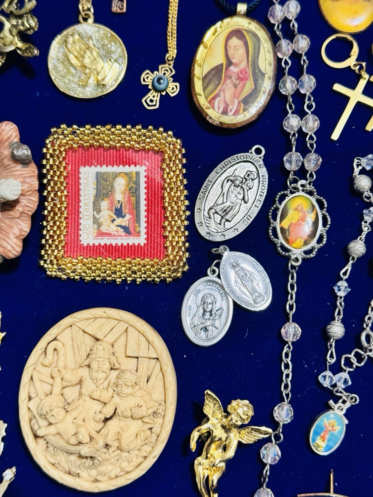 Vintage Modern Religious Cross Necklace Jewelry Lot 115+ Italy Germany Bethlehem