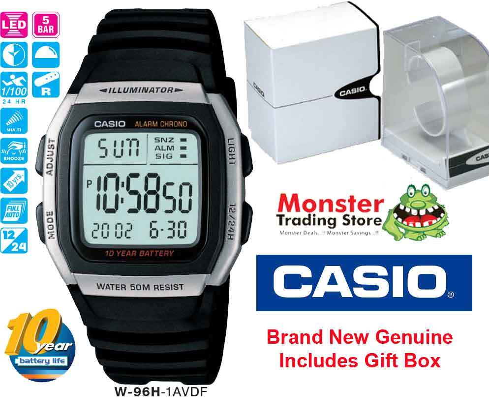 CASIO WATCH W-96H-1AV W96H W96 W-96H 50-METRES 12-MONTH WARRANTY