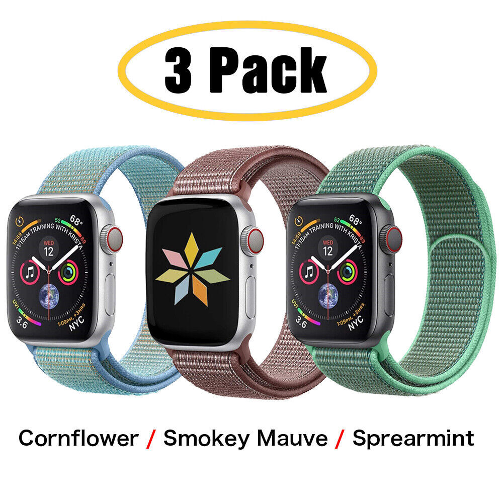 3 PACK Nylon Sport Band Strap For Apple Watch Series 10 9 8 7 6 5 4 SE 38/49mm