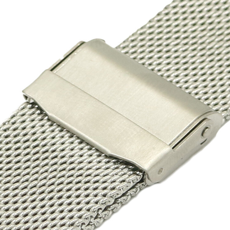 0.6mm Wire Meshed Loop Watch Strap 22mm Mesh Band Double-lock Clasp 10-20mm 24mm