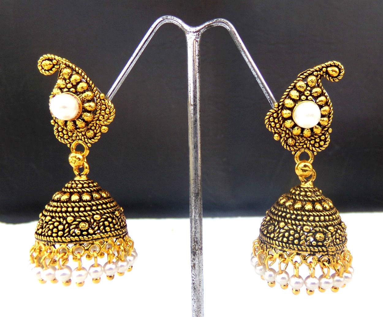 Bollywood south India gold plated Pearl Jhumki For Girls and Women traditional