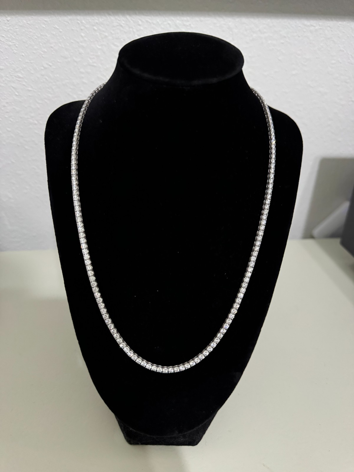 16ct Lab Grown Diamond Tennis Necklace | 14k White Gold | 20 inches
